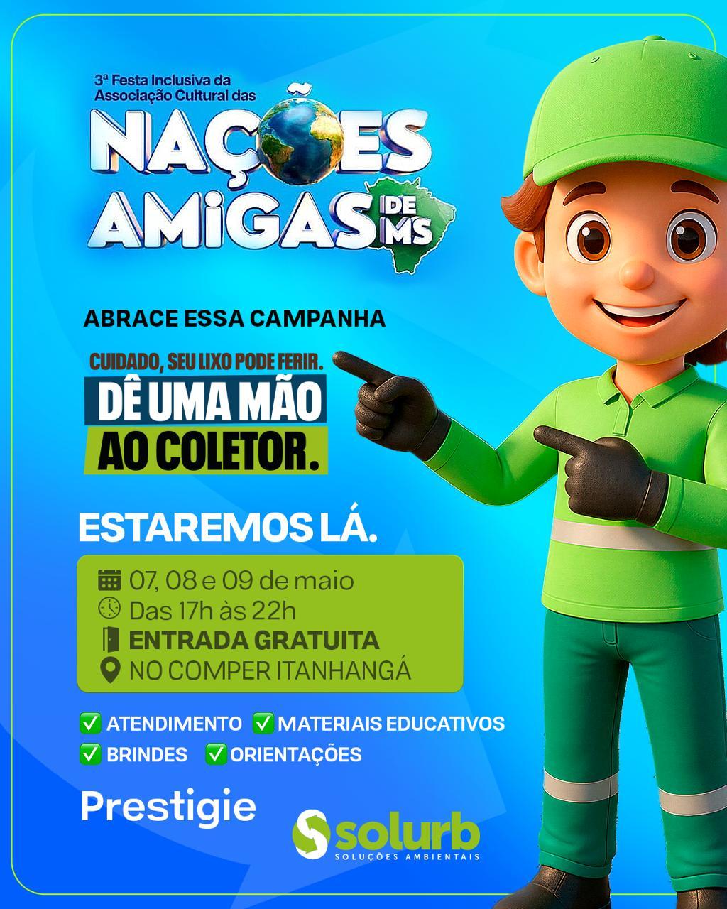 Solurb leva orientação sobre descarte seguro de resíduos  ao evento Nações Amigas de MS